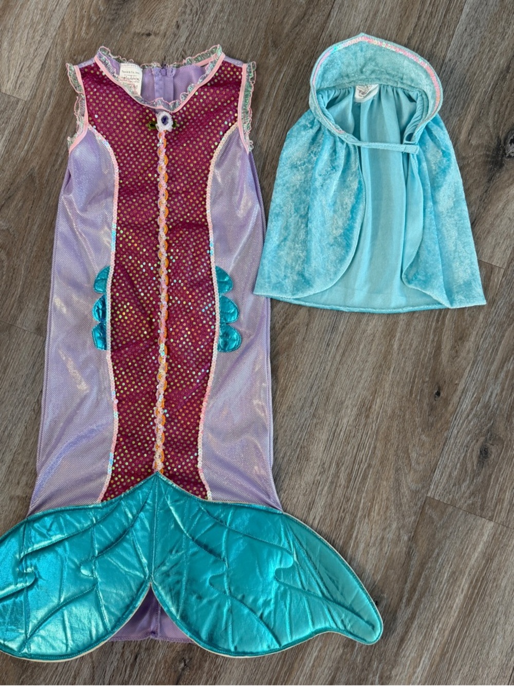 Teetot Girls Mermaid Costume Dress with Aqua Cape - Kids Costume